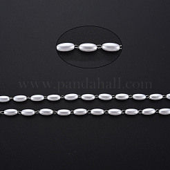 Chaînes à perles imitation perles en acier inoxydable 304 et plastique ABS&nbsp;CHS-S008-014A-P