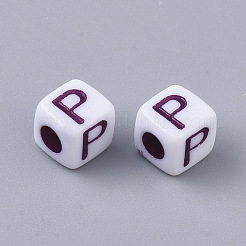 Perles acryliques opaques blanches&nbsp;MACR-R869-01P