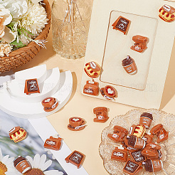 36 pz 6 stili tema caffè cabochon decoden in resina opaca&nbsp;RESI-SC0006-08