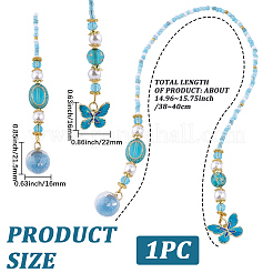 Marcapáginas de vidrio y plástico ABS con perlas de imitación y cuentas acrílicas&nbsp;AJEW-CP00020