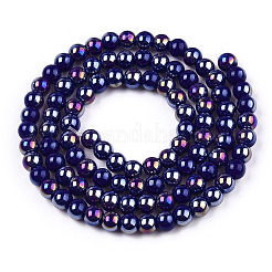 Chapelets de perles en verre opaque électrolytique&nbsp;GLAA-T032-P4mm-AB03