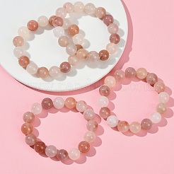 Pulseras elásticas de cuentas redondas de jade de seda dorada natural de Xinjiang de 12 mm para mujer&nbsp;BJEW-G756-01C