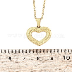 Collane con ciondolo a forma di cuore cavo in acciaio inossidabile 304&nbsp;NJEW-M096-13G