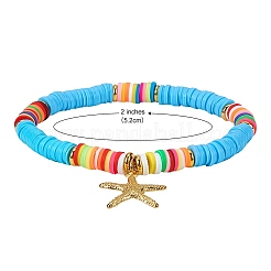 10 pièces 10 styles en argile polymère heishi perles ensembles de bracelets extensibles&nbsp;BJEW-JB05922