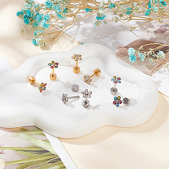 4 Paar Ohrstecker mit Strass-Blumen in zwei Farben&nbsp;EJEW-AN0004-72