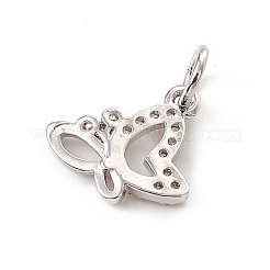 Schmetterlings-Anhänger mit Mikropavé aus Messing mit klaren Zirkonia-Schmetterlingen&nbsp;ZIRC-F132-54P