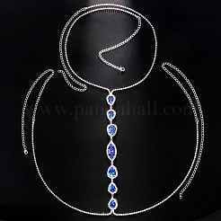 Chaînes de corps sexy en alliage de strass bleu capri en forme de larme pour bikini&nbsp;WG908AC-02