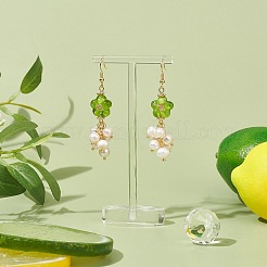 Bunte Malerei-Blume mit natürlichen Perlenohrringen&nbsp;EJEW-TA00145