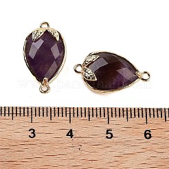 Natürlicher Amethyst facettierter Tropfen-Verbinder-Anhänger&nbsp;G-B081-03G-05