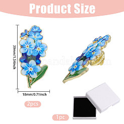2 broche en alliage de zinc émaillée en forme de myosotis&nbsp;JEWB-CA0001-77