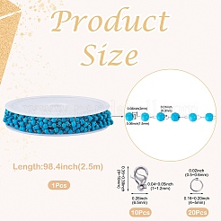 2.5 m de perles turquoise synthétiques faites à la main et chaînes à maillons ronds en acier inoxydable 316&nbsp;DIY-TA0016-15A-P