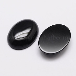 Oval natürliche schwarze Achat Cabochon&nbsp;G-K020-14x10mm-01