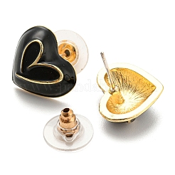 Asymmetrische Emaille-Ohrringe mit Herz und Wort „Love“.&nbsp;EJEW-Z018-02B
