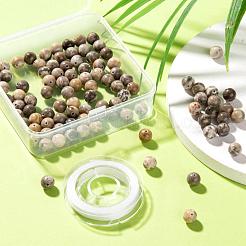 100pcs 8mm natürliche fossile Korallen runde Perlen&nbsp;DIY-LS0002-34