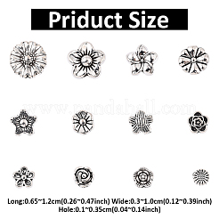 120 stücke 12 arten tibetischen stil legierung 3d blume perlen&nbsp;FIND-YW0009-60