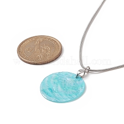Collana con ciondolo tondo piatto in conchiglia naturale con catene a serpente rotonde&nbsp;NJEW-JN04219