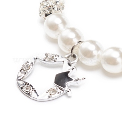 ABS-Kunststoff-Imitationsperle und Strass-Stretch-Armband mit Legierungsanhänger für Frauen&nbsp;BJEW-JB08526