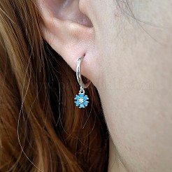 925 orecchini a cerchio in argento sterling con zirconi cubici micro pavé a forma di fiore&nbsp;OO2534-14
