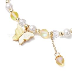 Braccialetti elastici con perle rotonde di pietra di luna sintetica e conchiglia tinte e satinate&nbsp;BJEW-JB11822-05