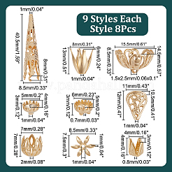 72 pièce de capuchons de perles en laiton de 9 styles&nbsp;FIND-AR0005-37