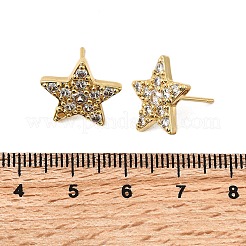 Stern-Ohrstecker aus Messing mit Mikropflaster und klarem Zirkonia&nbsp;EJEW-K276-13G