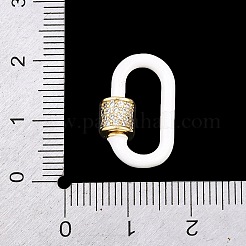 Fermoirs mousquetons à vis ovales en laiton micro-pavé de zircone cubique transparente&nbsp;KK-B167-01A-G