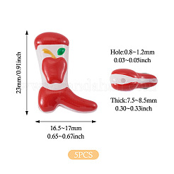 5 perle en émail de verre pour peinture de cuisson de bottes&nbsp;LAMP-TADJ0001-08B