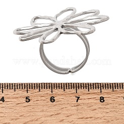Anillos de acero inoxidable 304 con diseño de flores para mujer&nbsp;RJEW-A105-02P