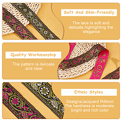 14m 2 couleurs de rubans polyester brodés style ethnique&nbsp;SRIB-GA0001-03