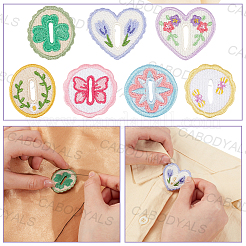 14 Stück 2 Beutel ovale/herzförmige/flache runde Polyester-Stickerei-Aufnäher&nbsp;PATC-CY0001-75