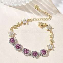 Messing-Gliederkettenarmbänder mit Mikropflaster und Zirkonia für Damen&nbsp;BJEW-C156-04C-01GP