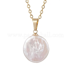 Pendentif rond plat en perle baroque naturelle keshi&nbsp;NJEW-JN05892