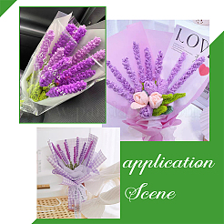 4 stücke 2 farben häkeln polyester lavendel blumenornamente&nbsp;AJEW-FG0002-67