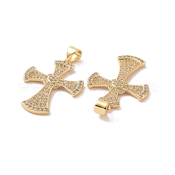Kreuz Anhänger aus Messing mit Mikropavé und klaren Kubikzirkonia&nbsp;KK-G435-36G
