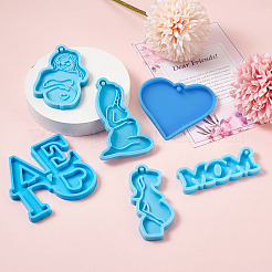 6 Stück Silikonformen für Anhänger zum Thema Muttertag&nbsp;DIY-BG0001-37
