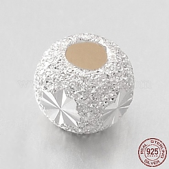 Fancy Cut texturierte 925 Sterling Silber Runde Perlen&nbsp;STER-E044-39A