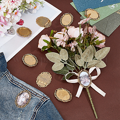 10 broche vintage en alliage tibétain avec monture cabochon&nbsp;FIND-PH0025-54