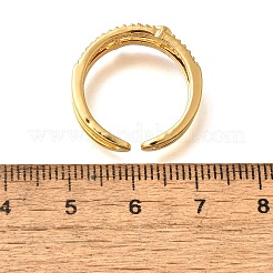 Anelli per polsini da donna in ottone con micro pavé di zirconi trasparenti&nbsp;RJEW-U040-02G-01