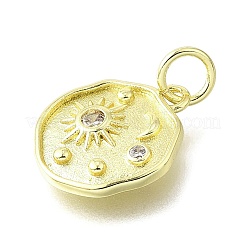 Pendentifs avec zircon cubiques à micro-pavés en laiton&nbsp;KK-V007-34G
