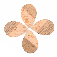 Colgantes de resina transparente y madera de nogal&nbsp;X-RESI-S389-037A-B