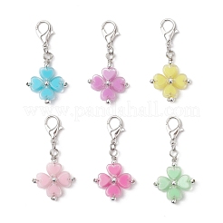Decorazioni pendenti in acrilico e ottone a forma di trifoglio&nbsp;HJEW-JM03652-02