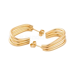 Pendientes de aro de medio aro de acero inoxidable 304 con revestimiento iónico (IP) para mujer&nbsp;EJEW-P279-09G