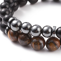 2 ensemble de bracelets extensibles en bois naturel&nbsp;BJEW-JB08255
