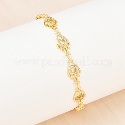 Feuermessing-Mikropflaster-Gliederkettenarmbänder mit klarem Zirkonia für Damen&nbsp;BJEW-A090-05G