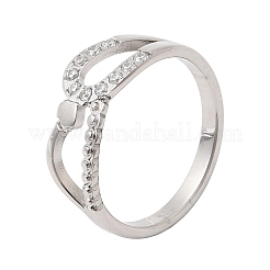 Bagues en acier inoxydable 304 micro pavé de zircones cubiques pour femmes&nbsp;RJEW-A104-01P