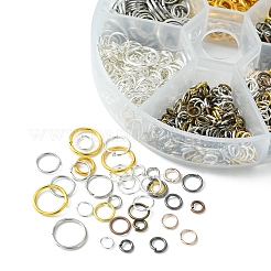60g 6 Stile DIY Messing & Eisen offene Biegeringe&nbsp;DIY-FS0004-11