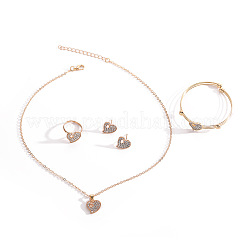Legierung Kristall Strass Anhänger Halskette & Ohrstecker & Ring & Manschette Armreif Sets&nbsp;FS-WG56C82-02