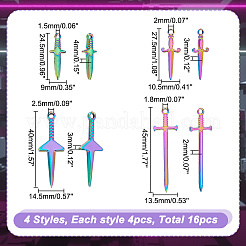 16pcs 4 pendentifs en acier inoxydable de style&nbsp;STAS-AR0001-78