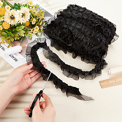 Doppelt gekräuselter Spitzenbesatz aus satiniertem Chiffon&nbsp;OCOR-WH0047-32A