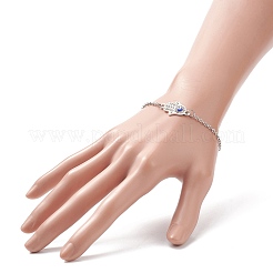 2 Stück 2-farbiges Kristall-Strass-Hamsa-Hand-Gliederarmband mit bösem Blick&nbsp;BJEW-JB09161